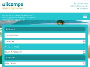 Allcamps.de Gutscheine & Cashback im Mai 2022 Allcamps.de Gutscheine & Cashback im Mai 2022